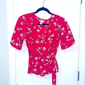 Cherry Blossom Wrap Blouse SZ Small